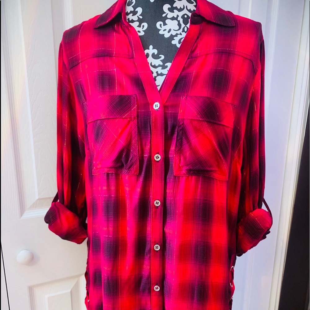 NWT NY&CO Plaid Soho Jeans Shirt Size Large - Picture 2 of 5